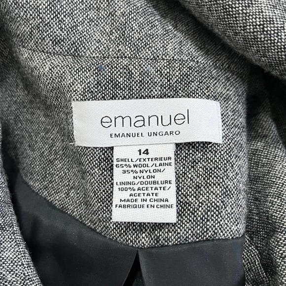 😍 Emanuel Ungaro Blazer Women's Size 14 Gray Wool Blend Cropped - Picture 3 of 4